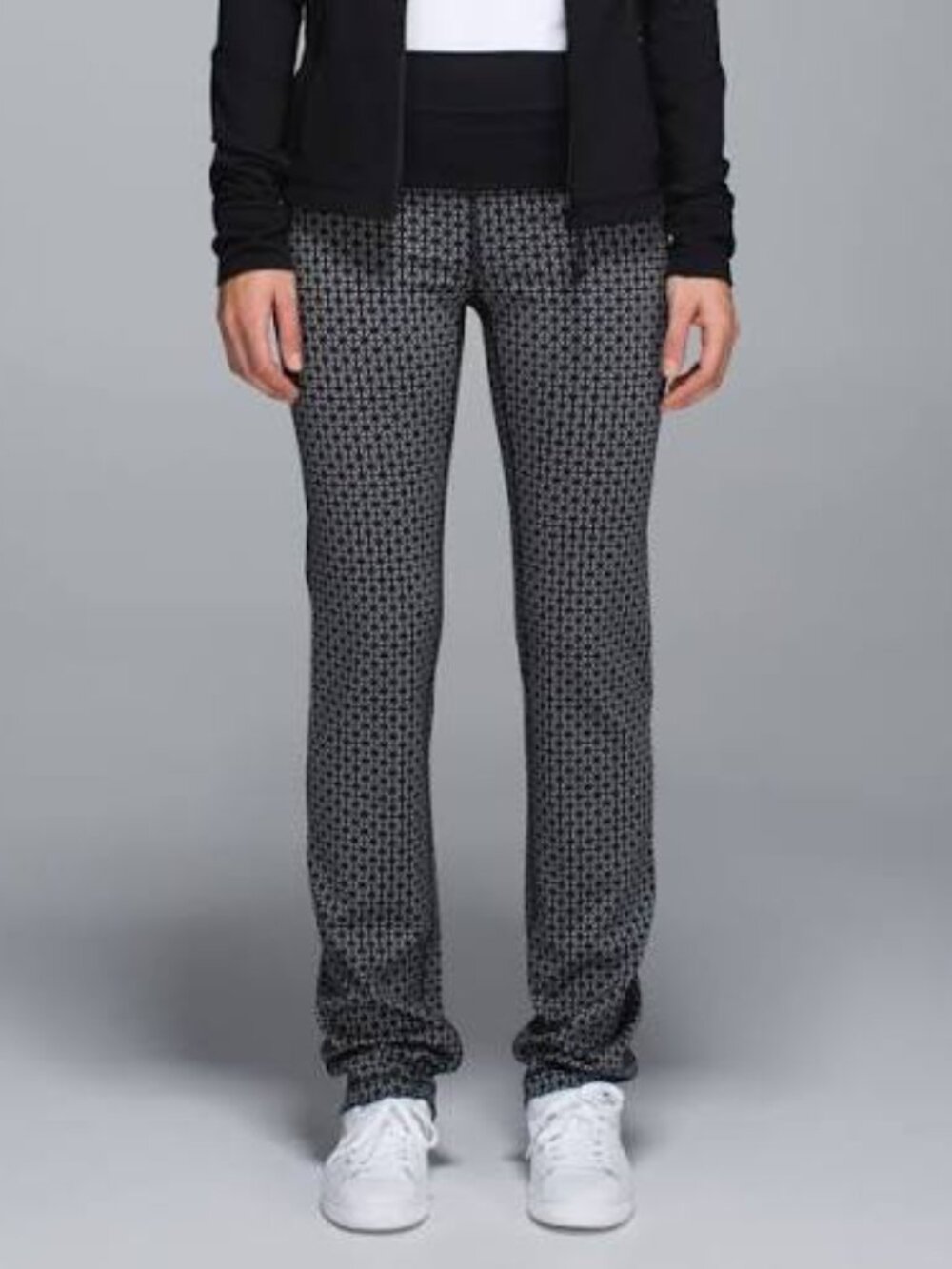 Lululemon Straight Up Pant Tri Geo Silver Spoon Black Womens Size 10